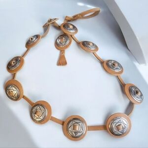 Country Western Brown Leather And Silver Belt